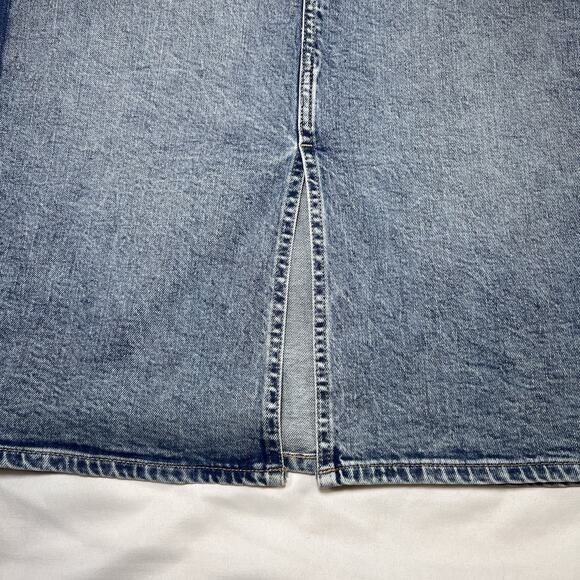 GAP Denim Midi Skirt Plus Size 18 / 34 Blue Light Wash Color Block Cotton Casual - Picture 3 of 13